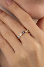 14ct Gold Evil Eye and Stone Series Ring