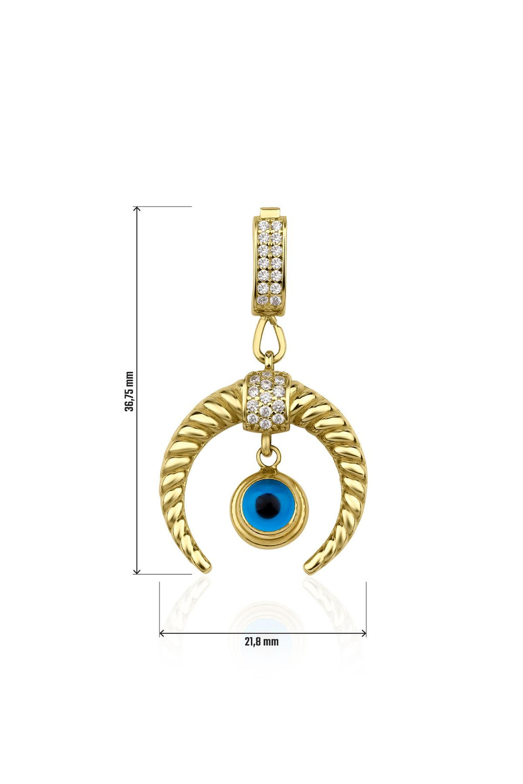 14ct Gold Evil Eye Crescent Shape Charm