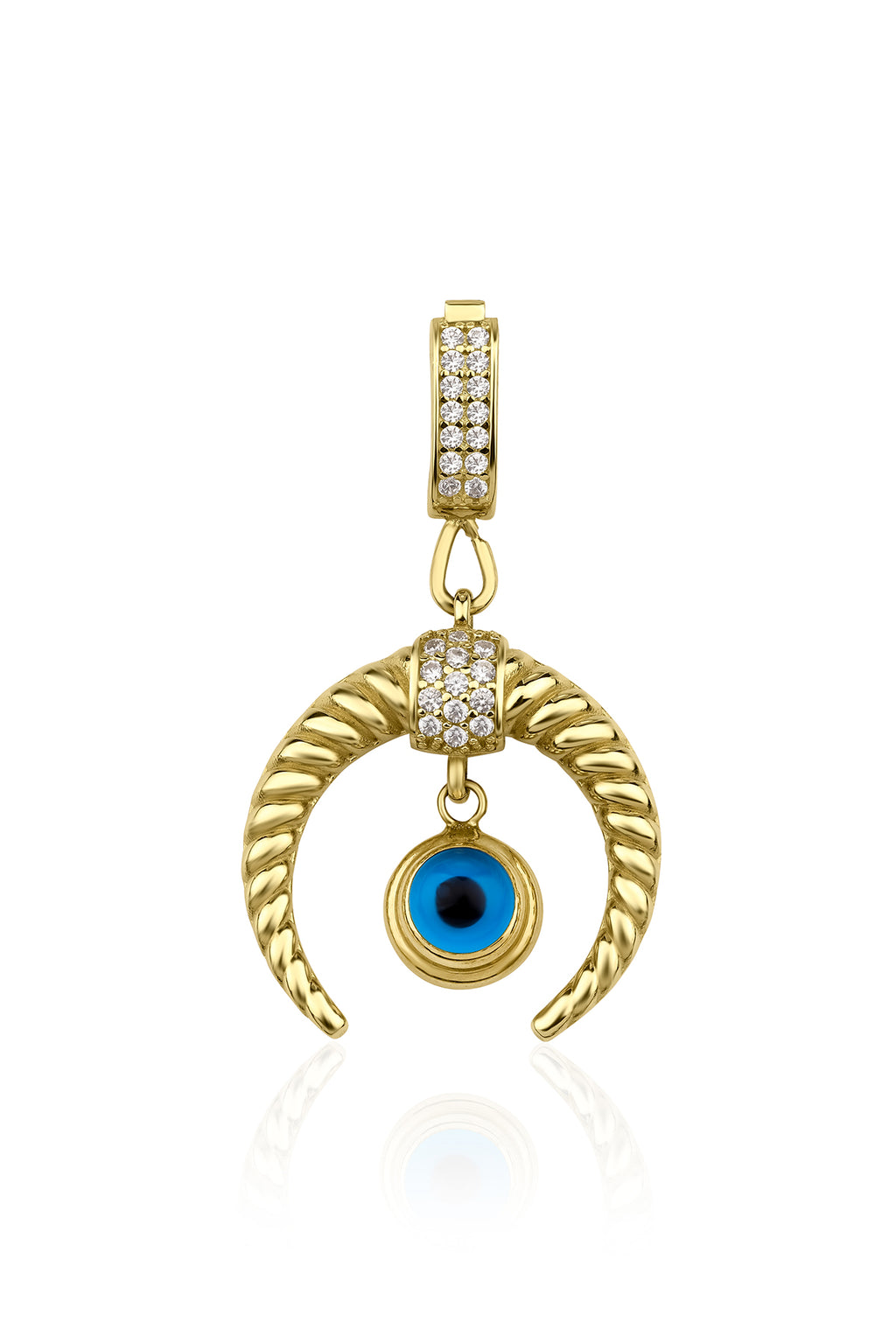 14ct Gold Evil Eye Crescent Shape Charm