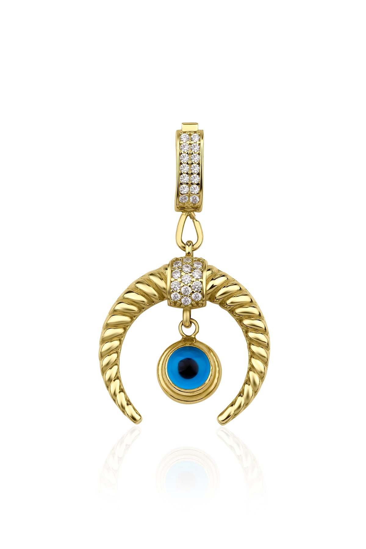 14ct Gold Evil Eye Crescent Shape Charm