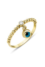 14ct Gold Evil Eye Dangel Ring