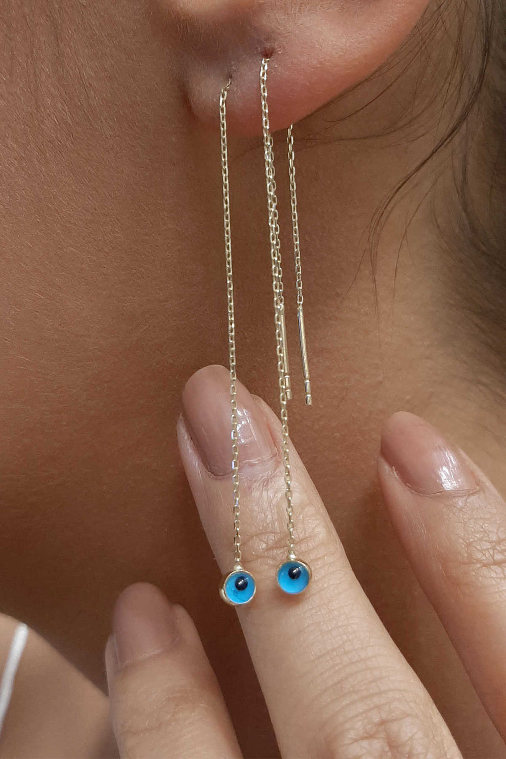 14ct Gold Evil Eye Drop Earrings