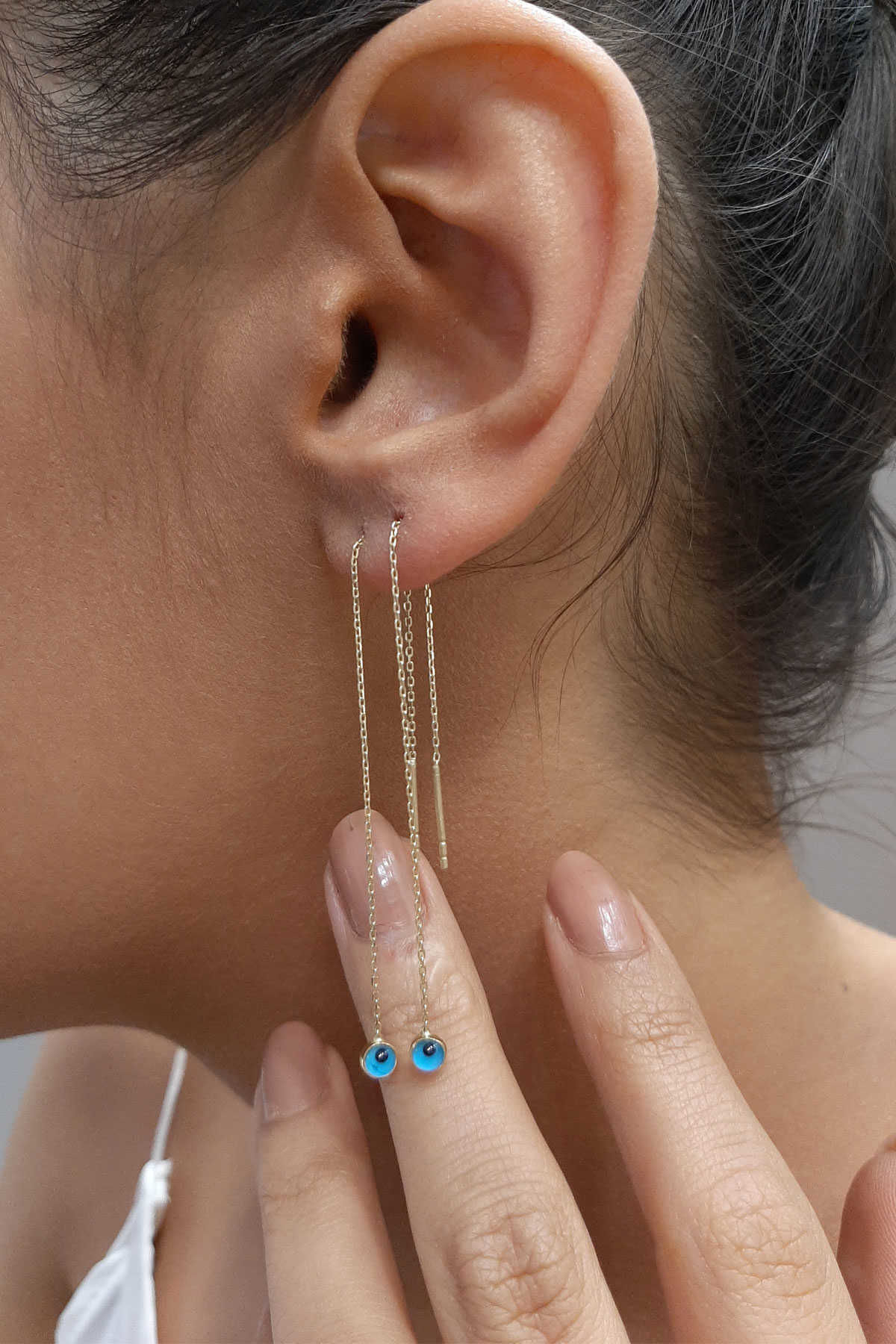 14ct Gold Evil Eye Drop Earrings