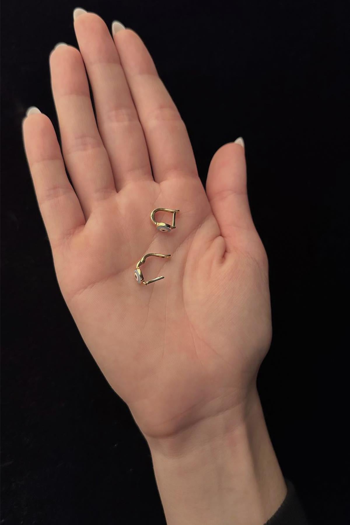 14K Gold Evil Eye Earrings