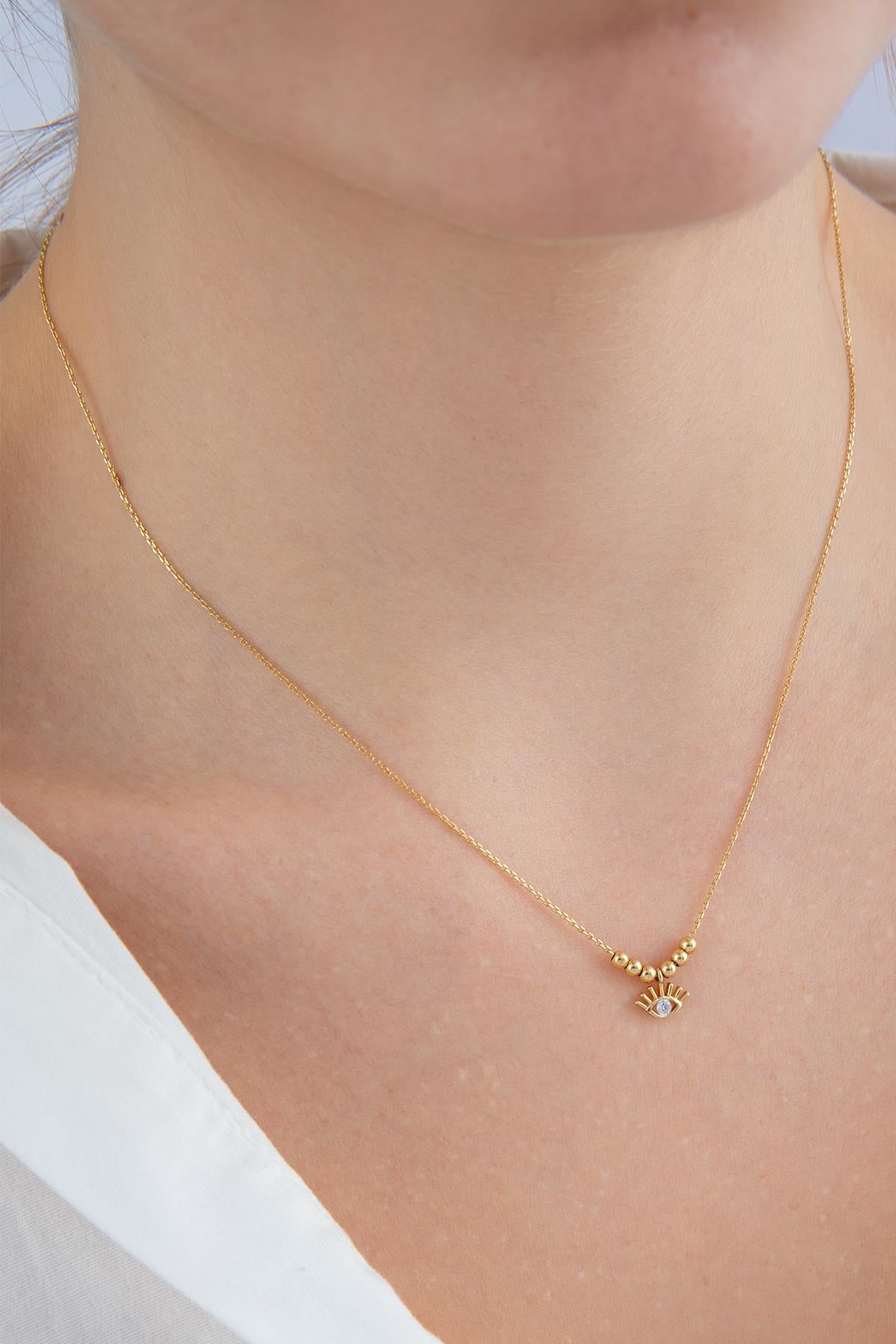 14K Gold Evil Eye Necklace