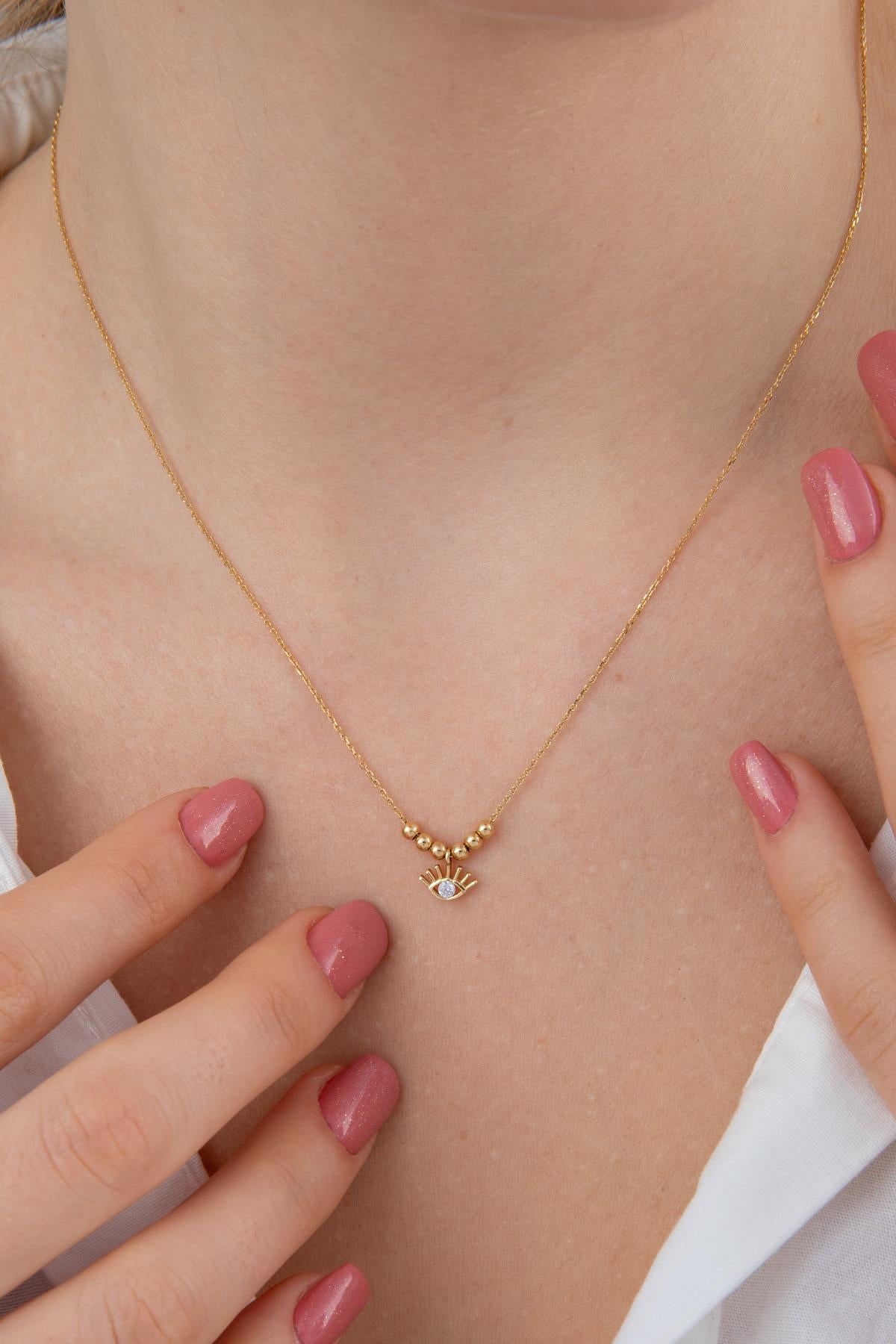 14K Gold Evil Eye Necklace