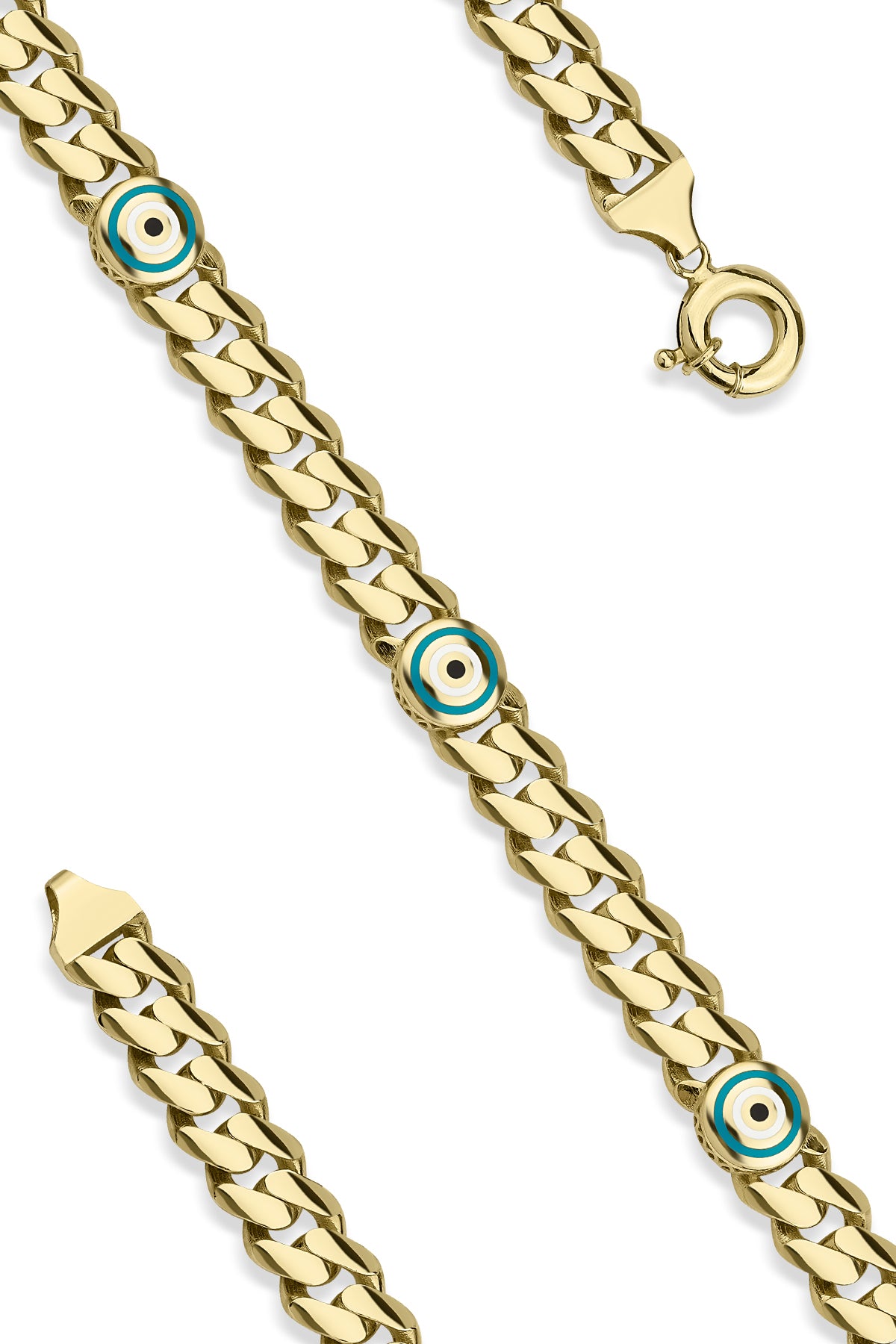 14ct Gold Eye Detail Gourmet Bracelet