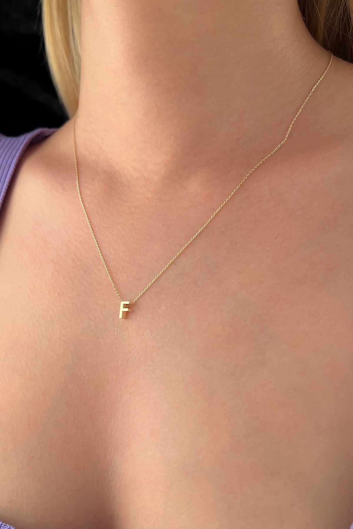 14ct Gold F Initial Necklace