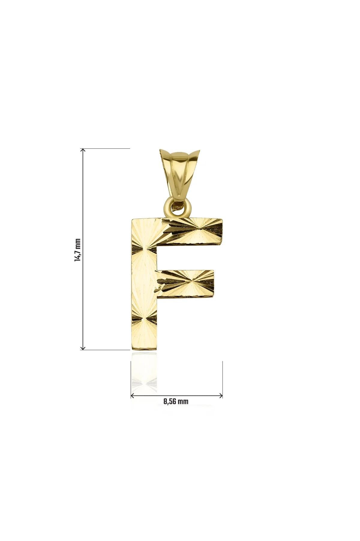 14ct Gold F Letter Mini Shine Pendant