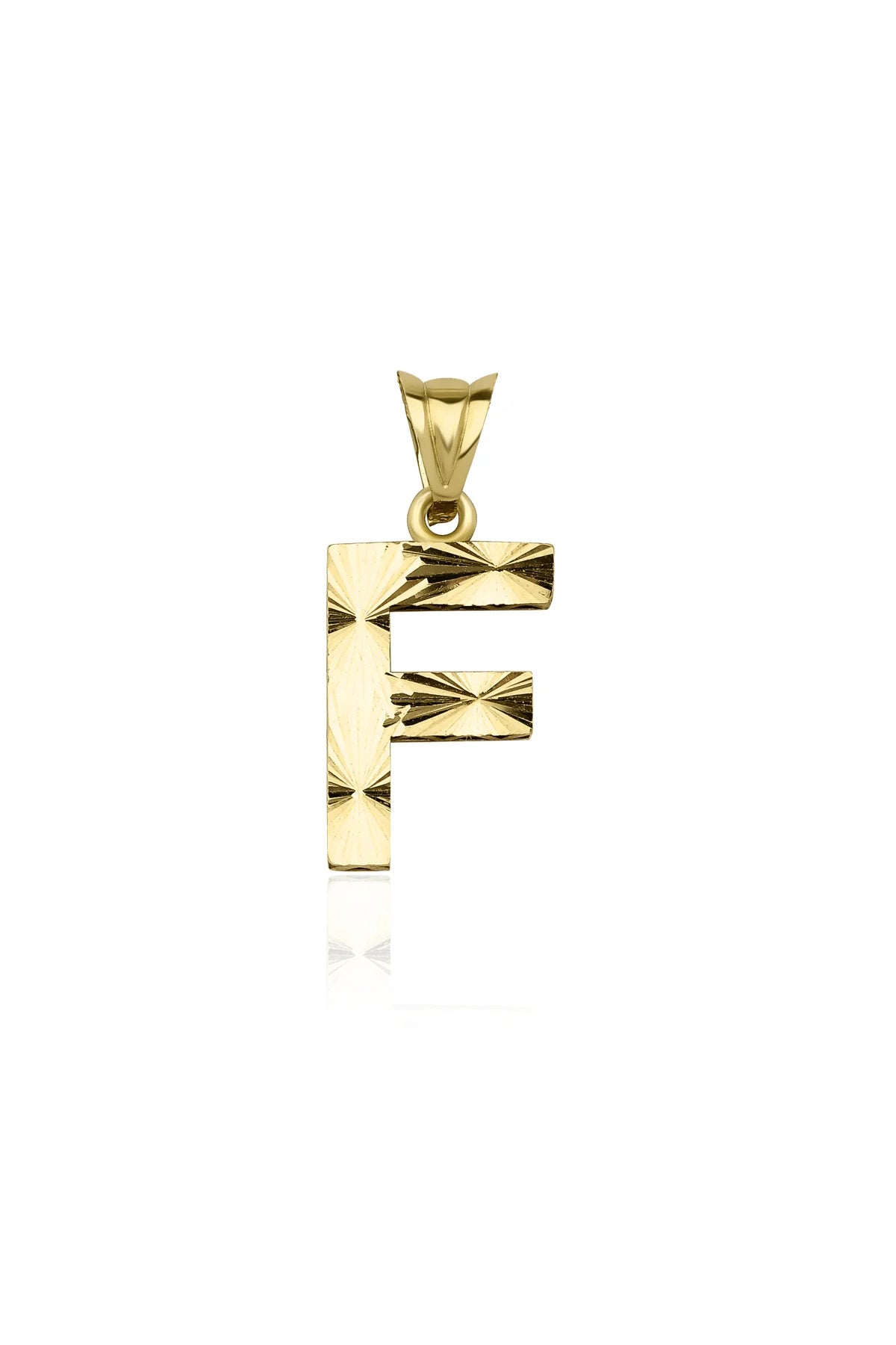 14ct Gold F Letter Mini Shine Pendant