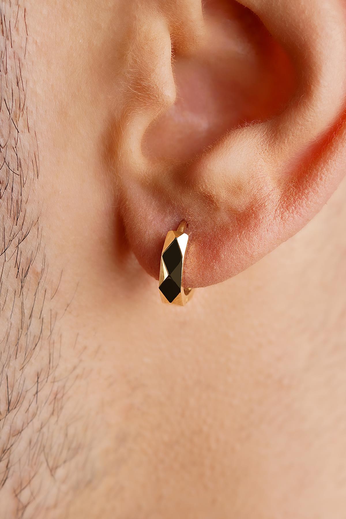 14ct Gold Faceted Huggie Earrings