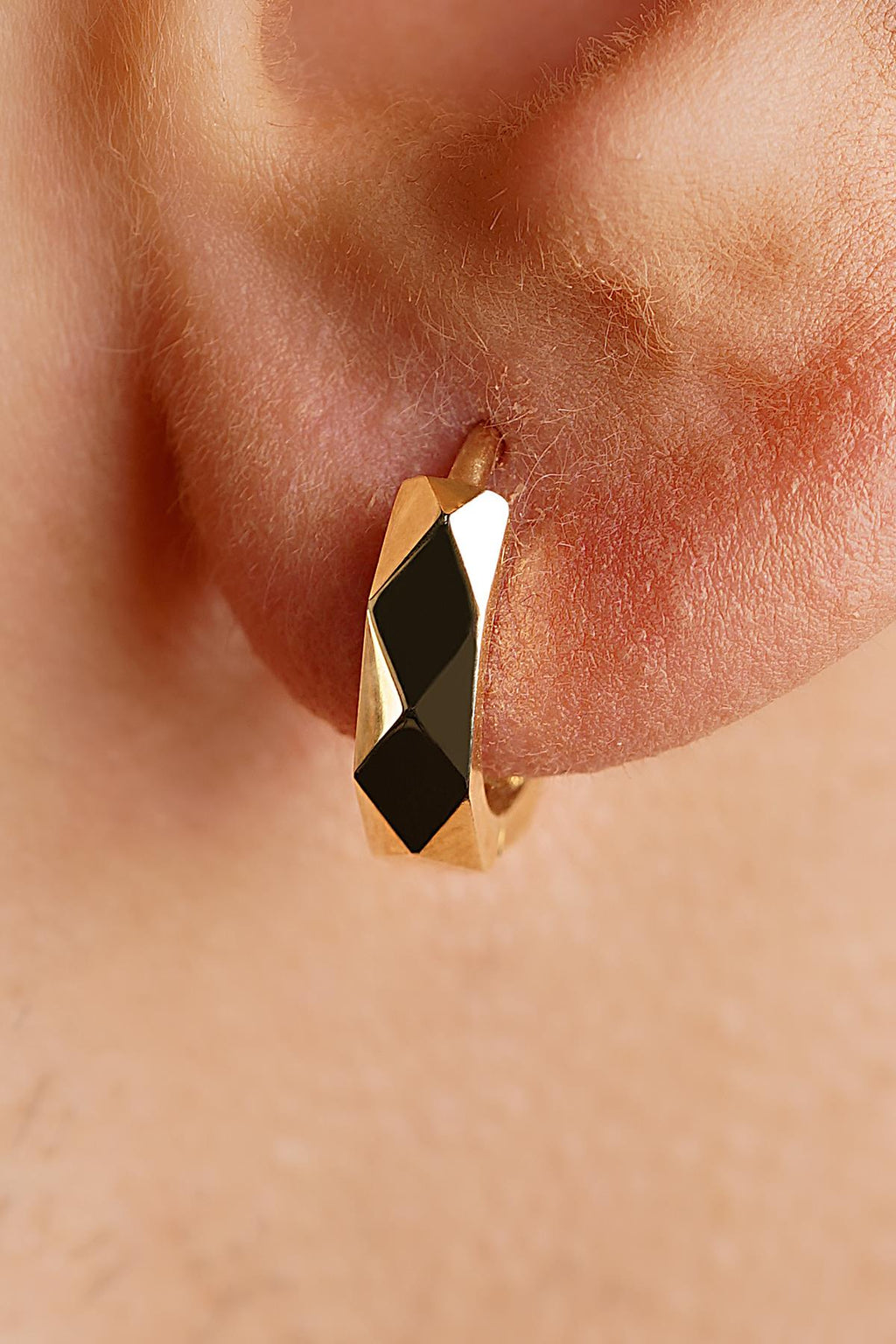 14ct Gold Faceted Huggie Earrings