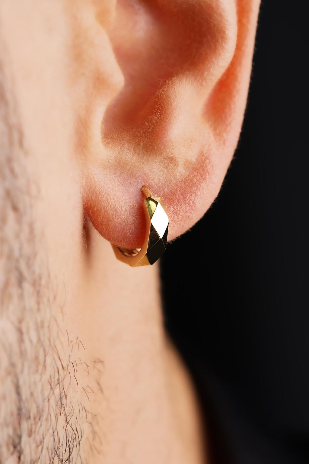 14ct Gold Faceted Huggie Earrings