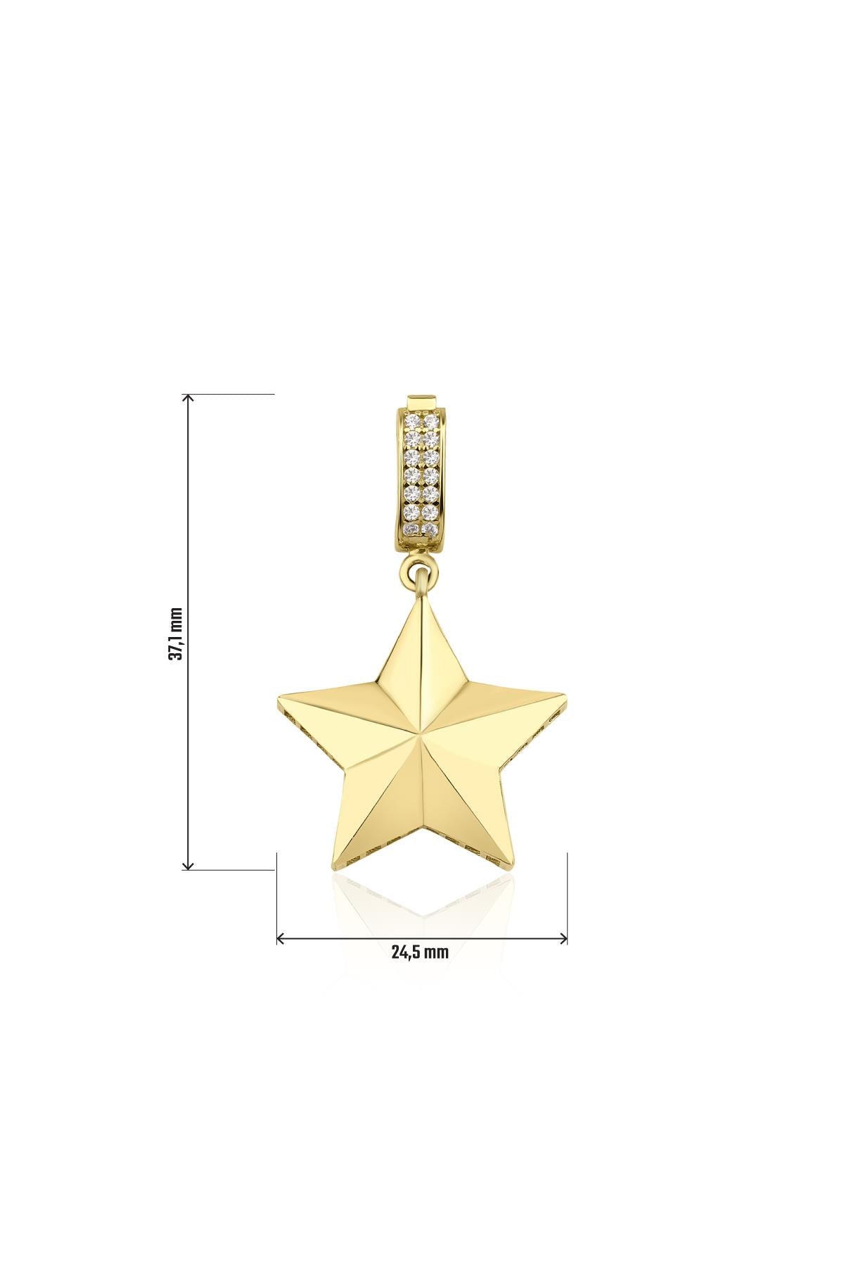 14K Gold Faceted Star Charm