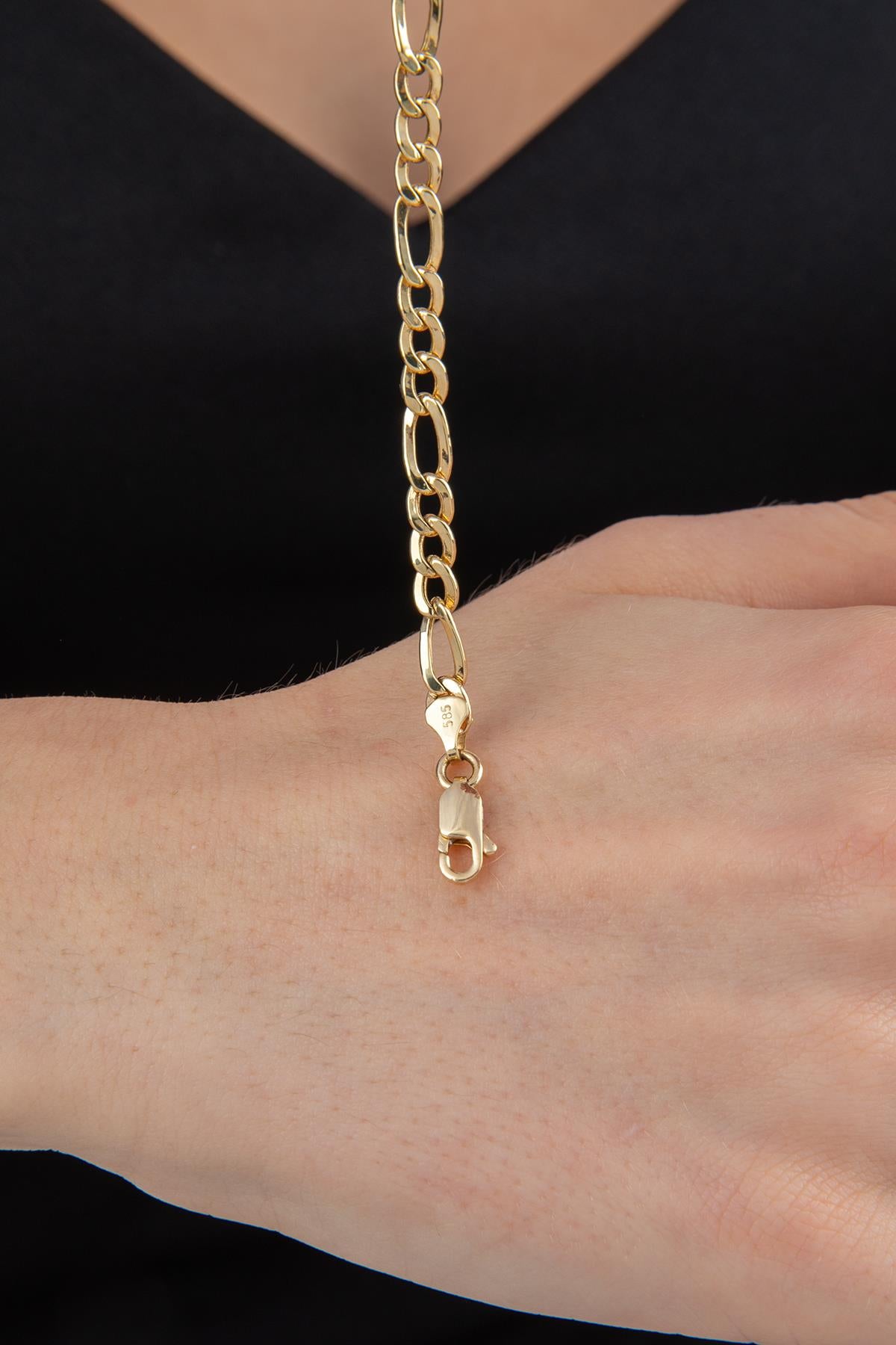 14ct Gold Figaro Bracelet  0.163 inch