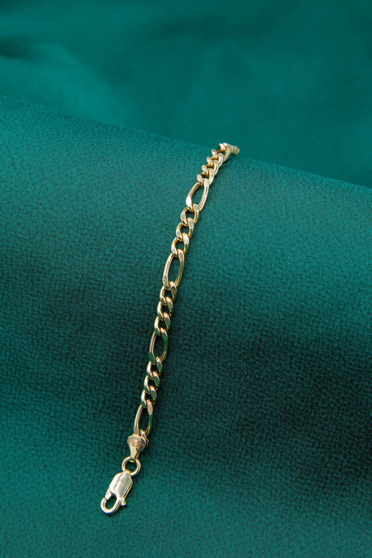 14K Gold Figaro Bracelet  0.163 inch