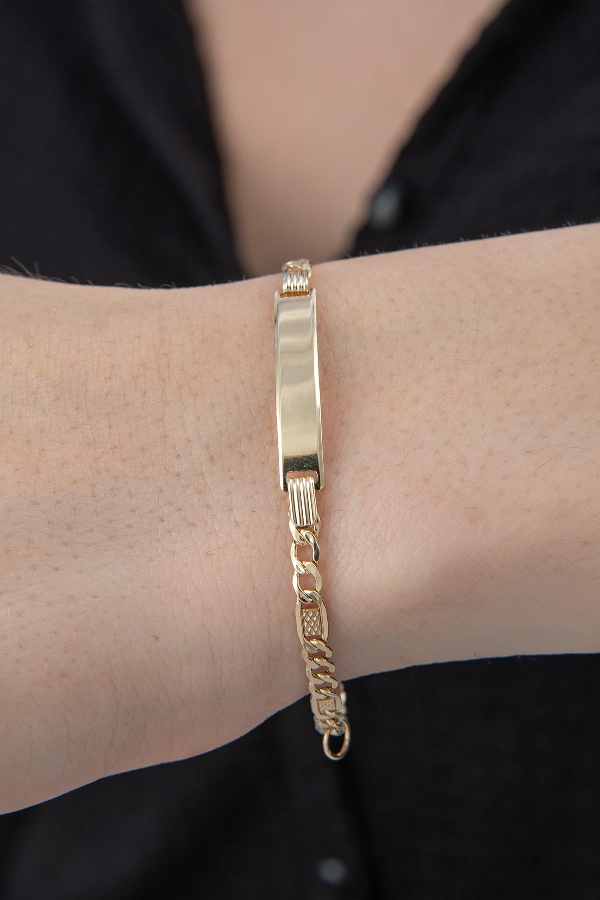 14ct Gold Figaro İD Bracelet