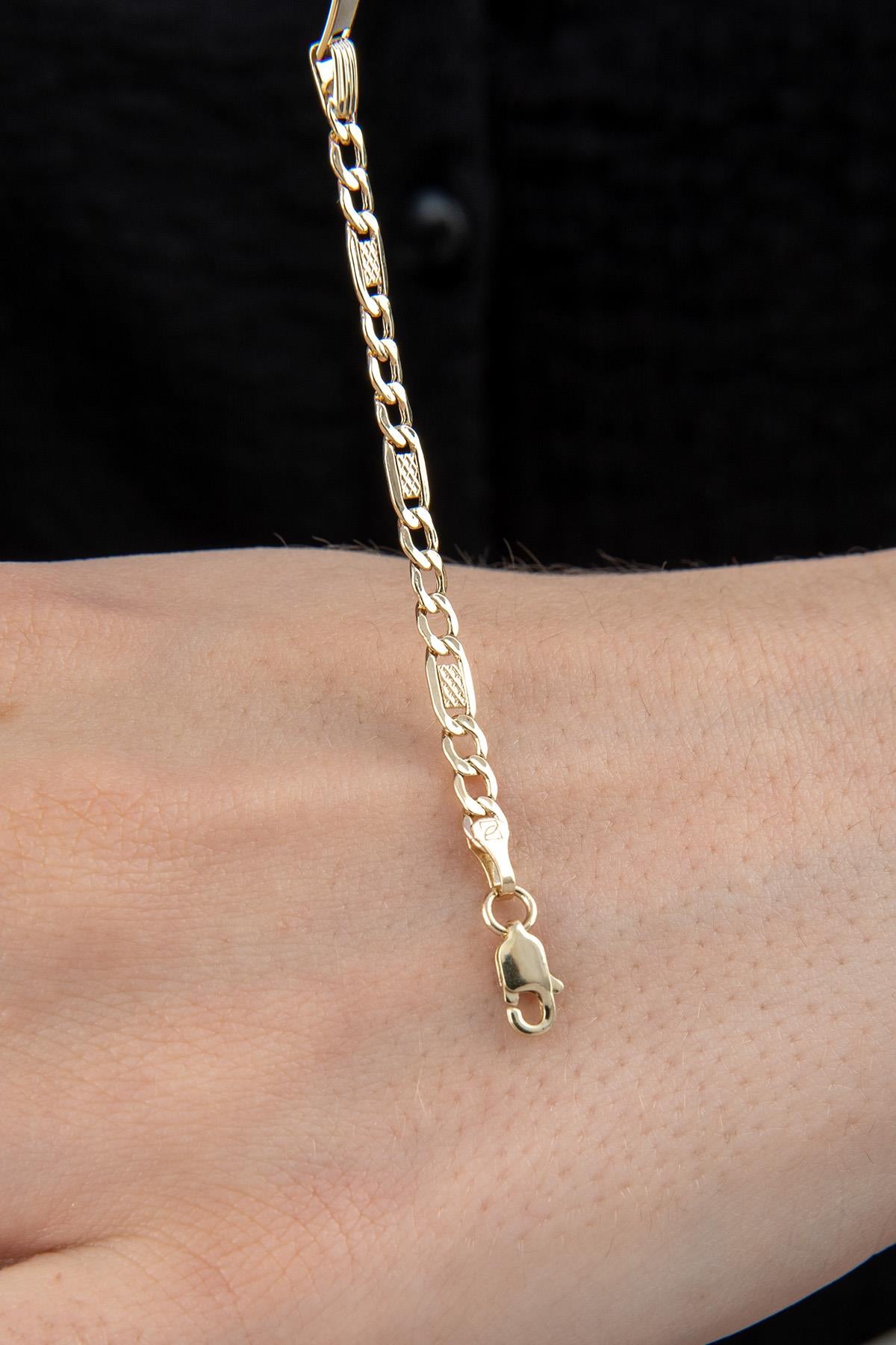 14ct Gold Figaro İD Bracelet