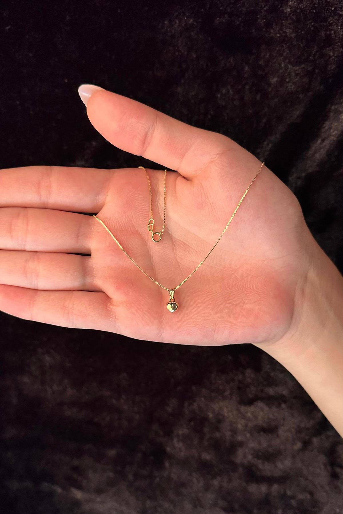 14ct Gold Fine Box Chain Heart Necklace