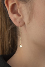 14ct Gold Fine Chain  Clover Dangle Stud Earrings