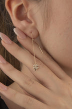 14ct Gold Fine Chain  Clover Dangle Stud Earrings