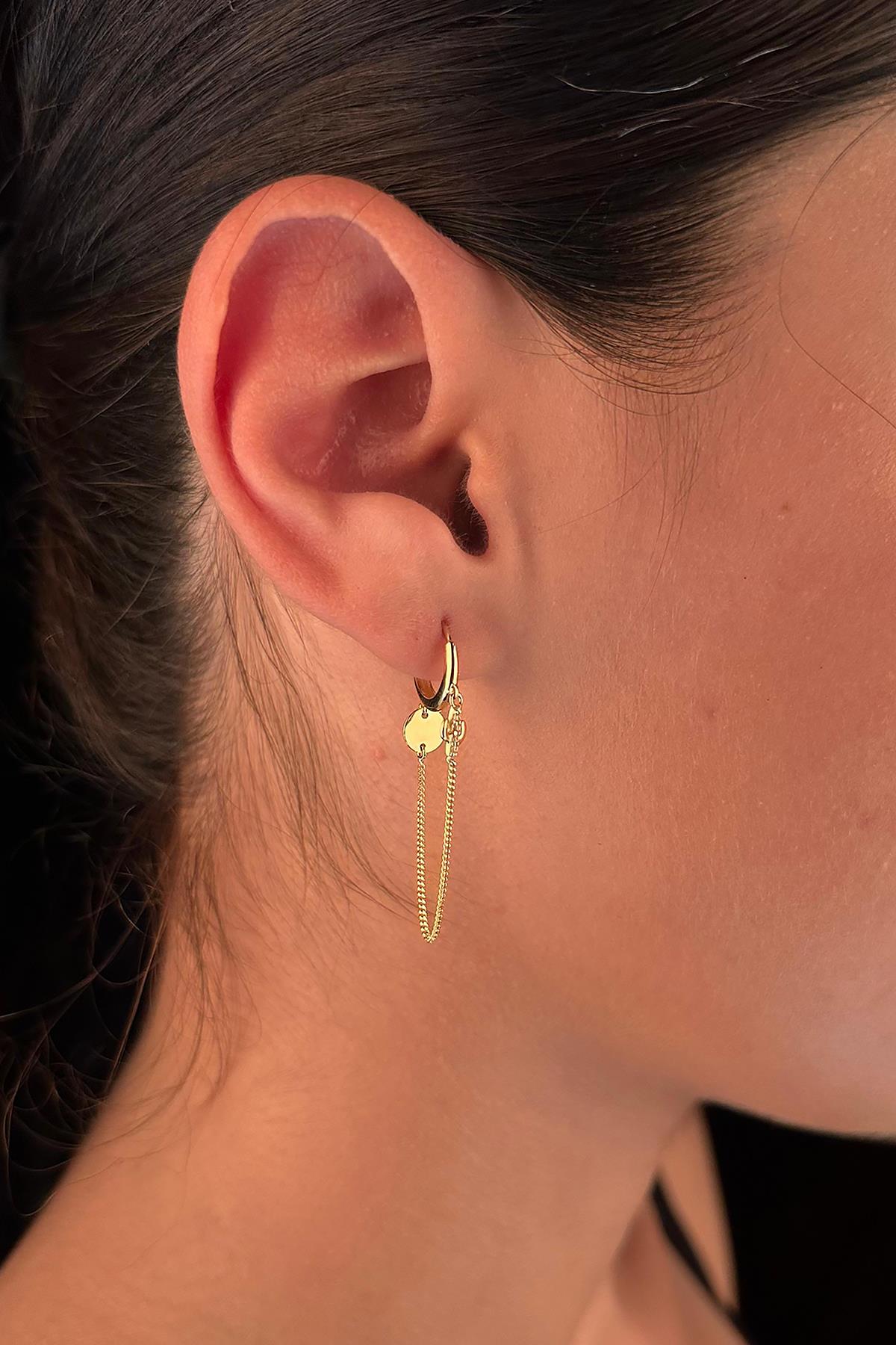 14ct Gold Fine Chain Huggie Earrings