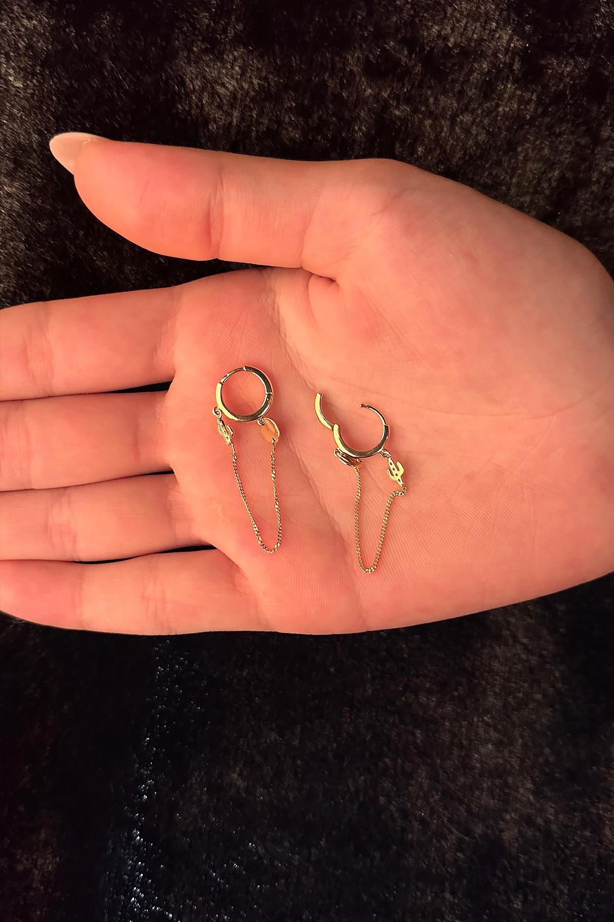 14ct Gold Fine Chain Huggie Earrings