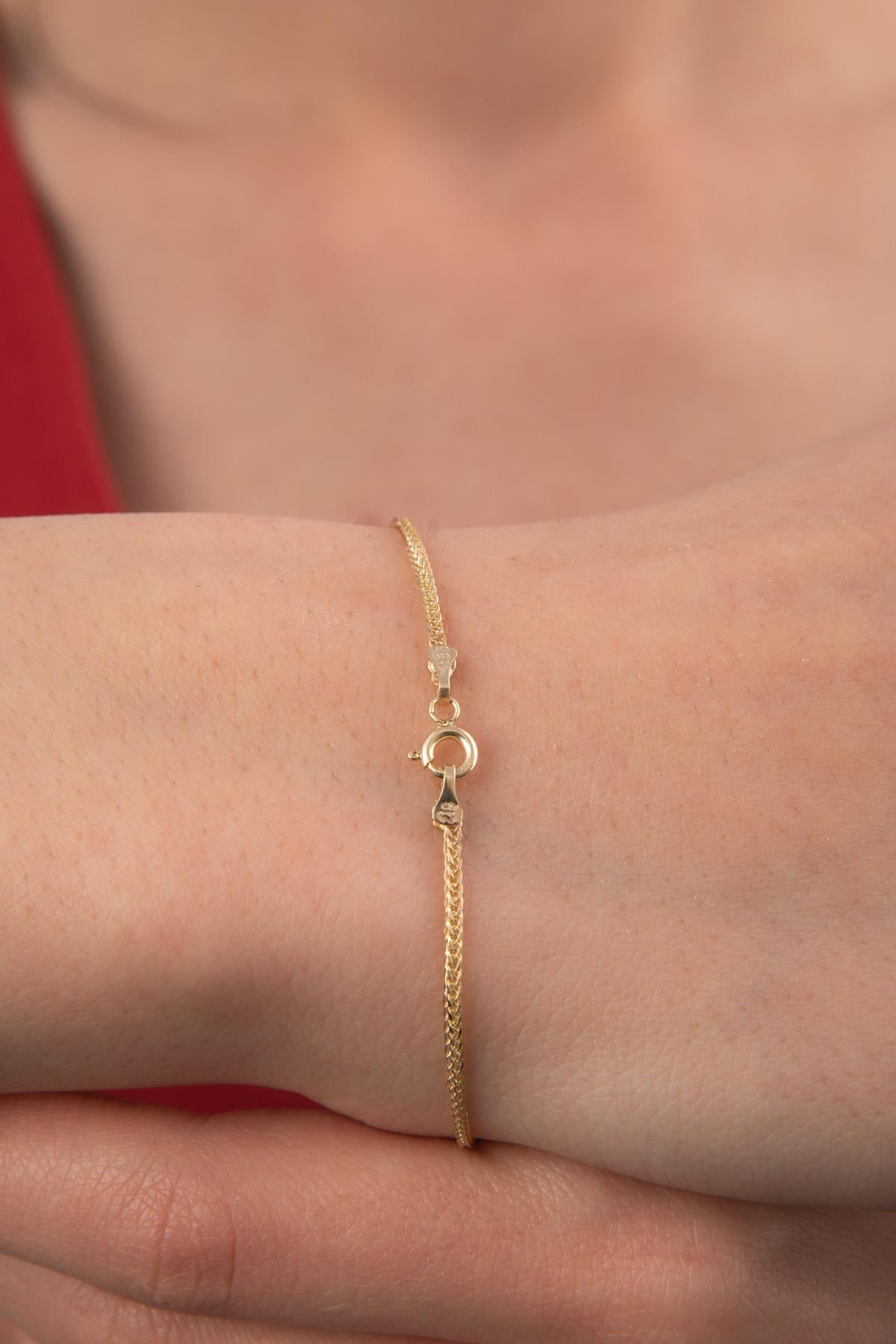 14ct Gold Fine Foxtail Bracelet   0.041 inch