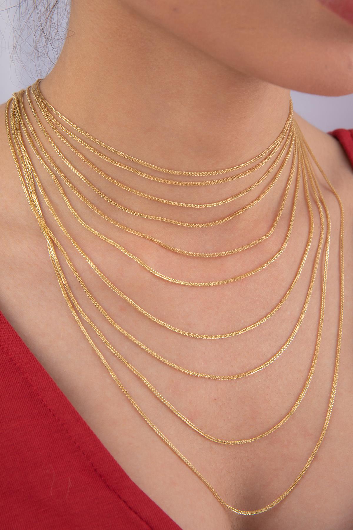 14ct Gold Fine Foxtail Necklace   0.041 inch