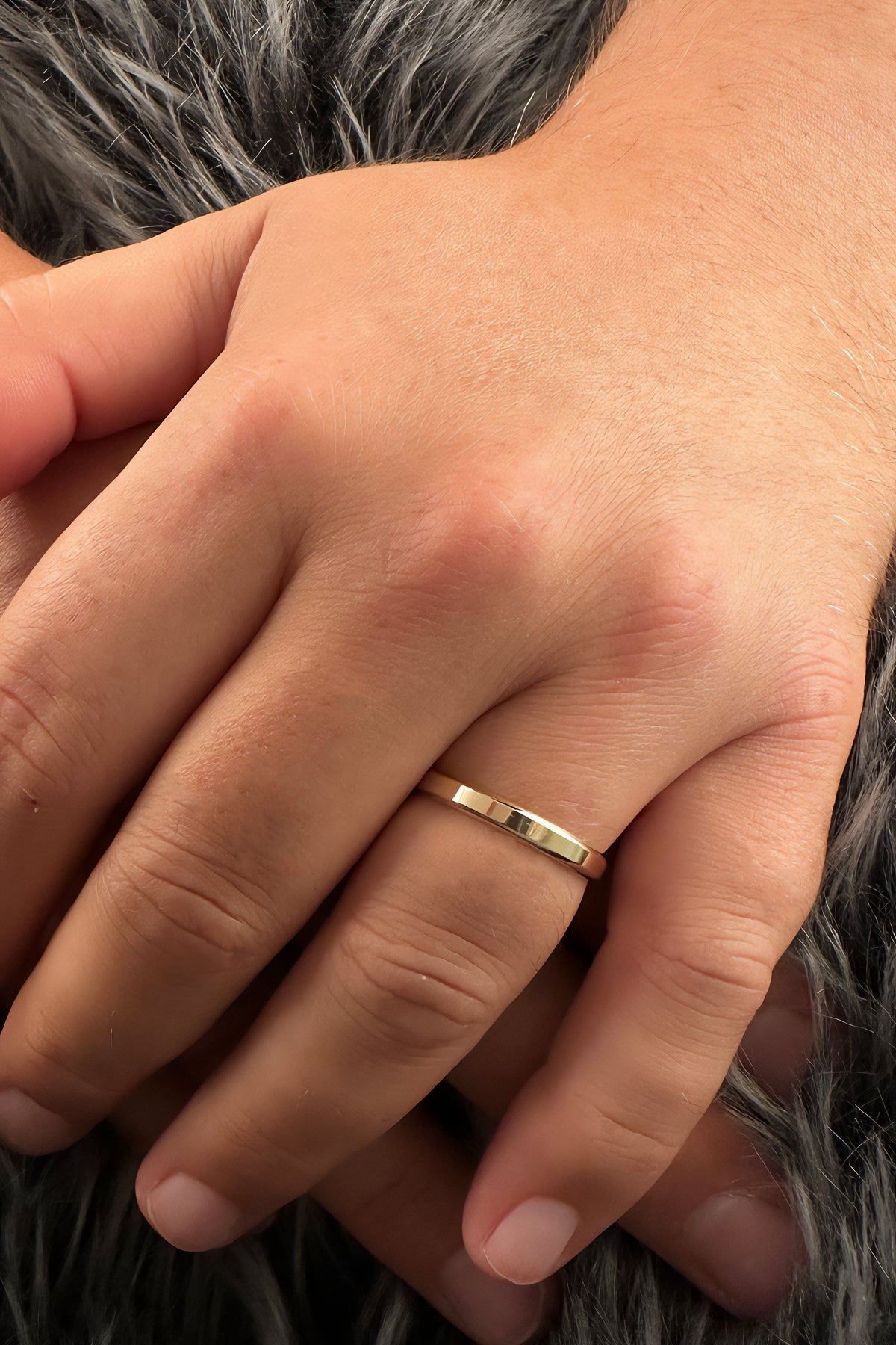 14K Gold Flat Court Shape Man Wedding Ring  0.122 inch