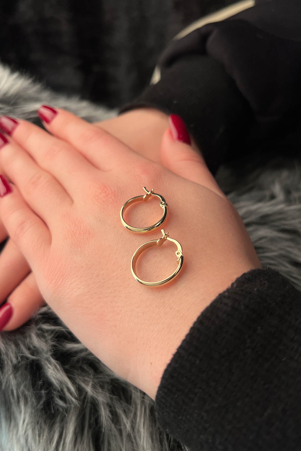 14ct Gold Flat Hoop Earrings