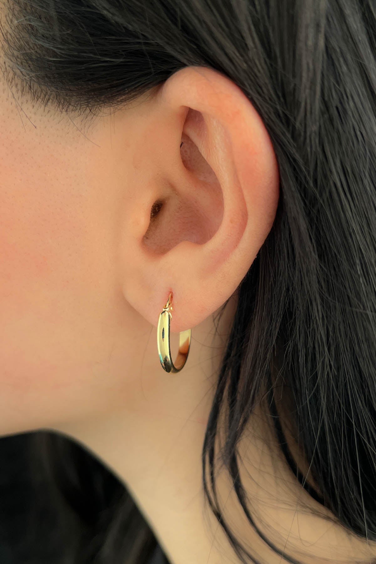 14ct Gold Flat Hoop Earrings
