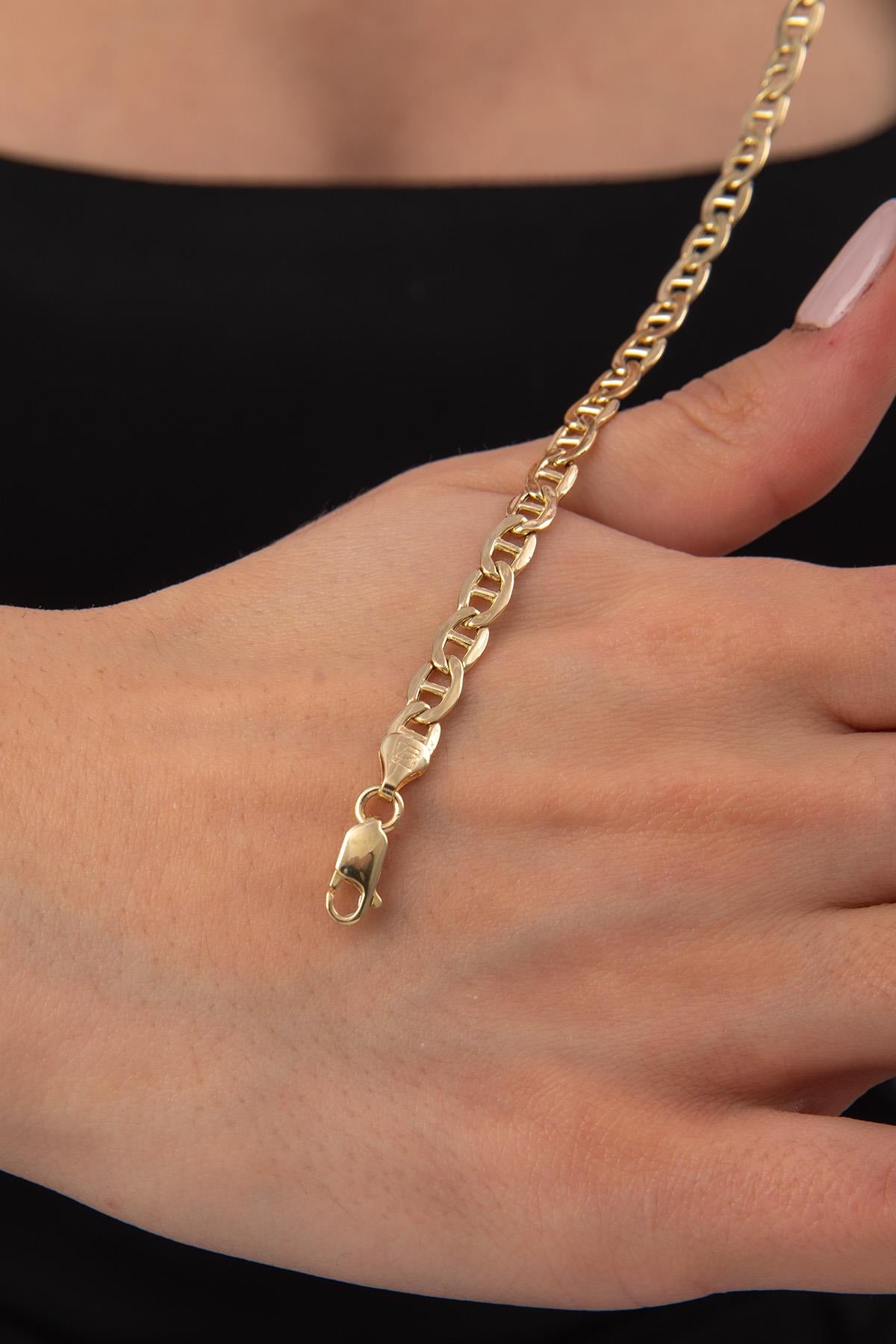 14ct Gold Flat Mariner Bracelet   0.196 inch