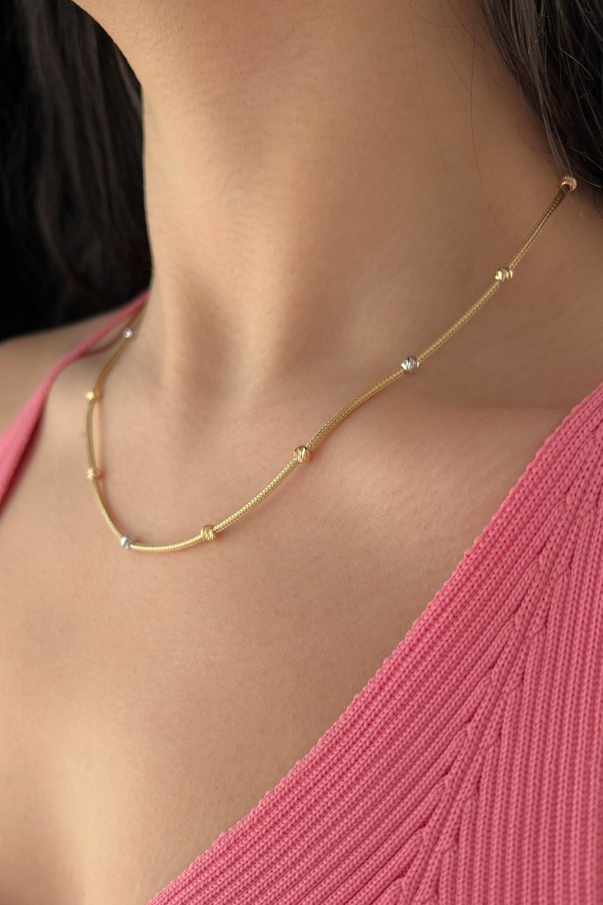 14K Gold FoxTail Dorica Balls Necklace