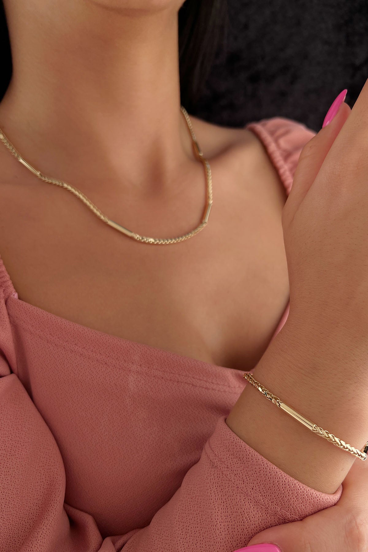 14ct Gold Franco Roller Chain Set