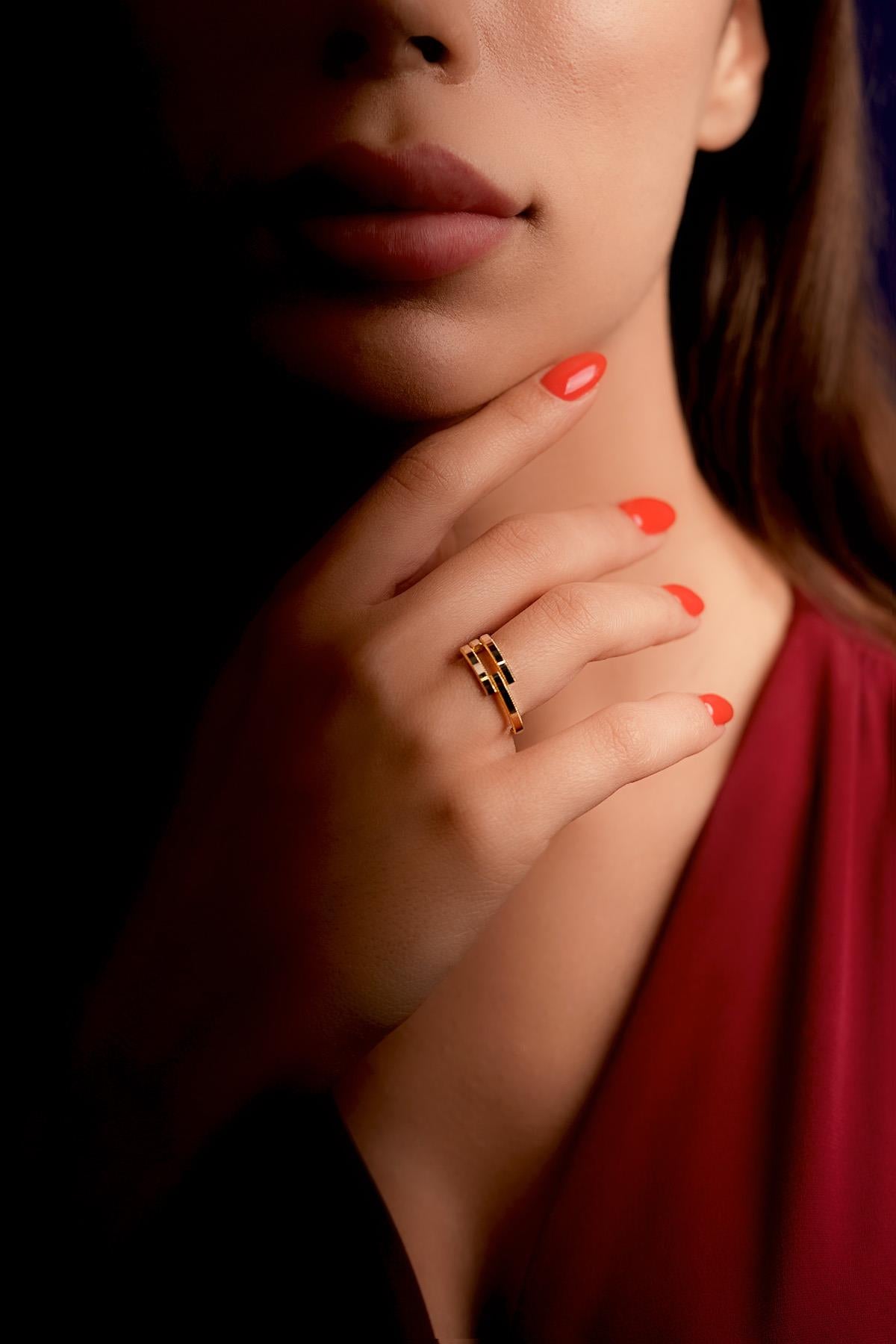 14ct Gold Gleaming Double Rip Ring