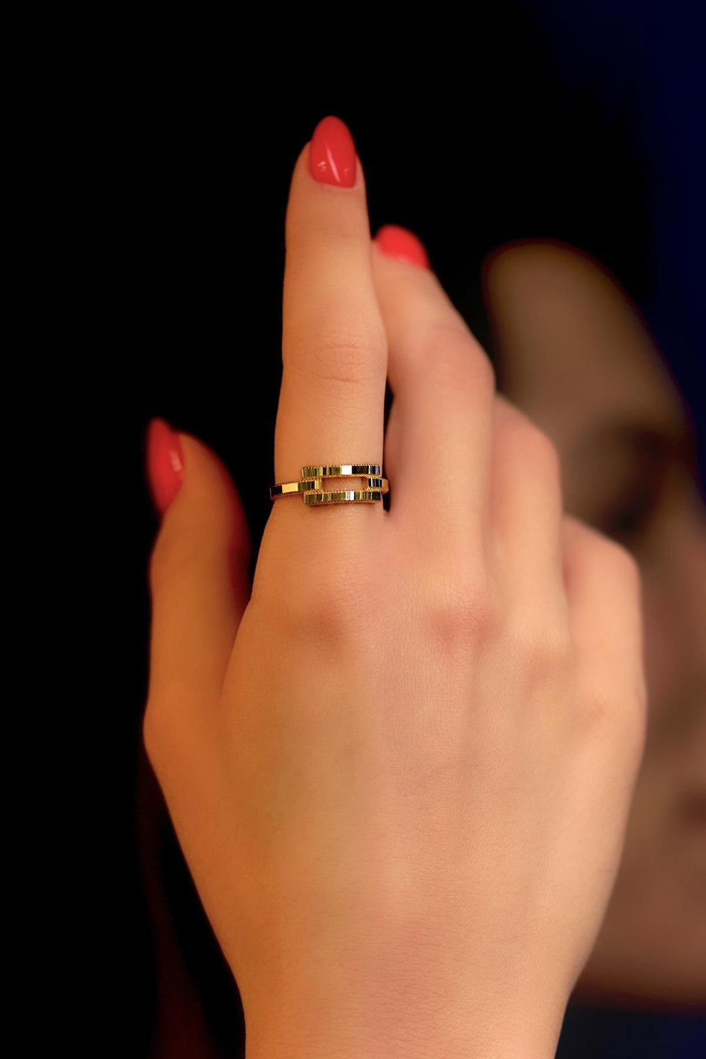 14ct Gold Gleaming Double Rip Ring