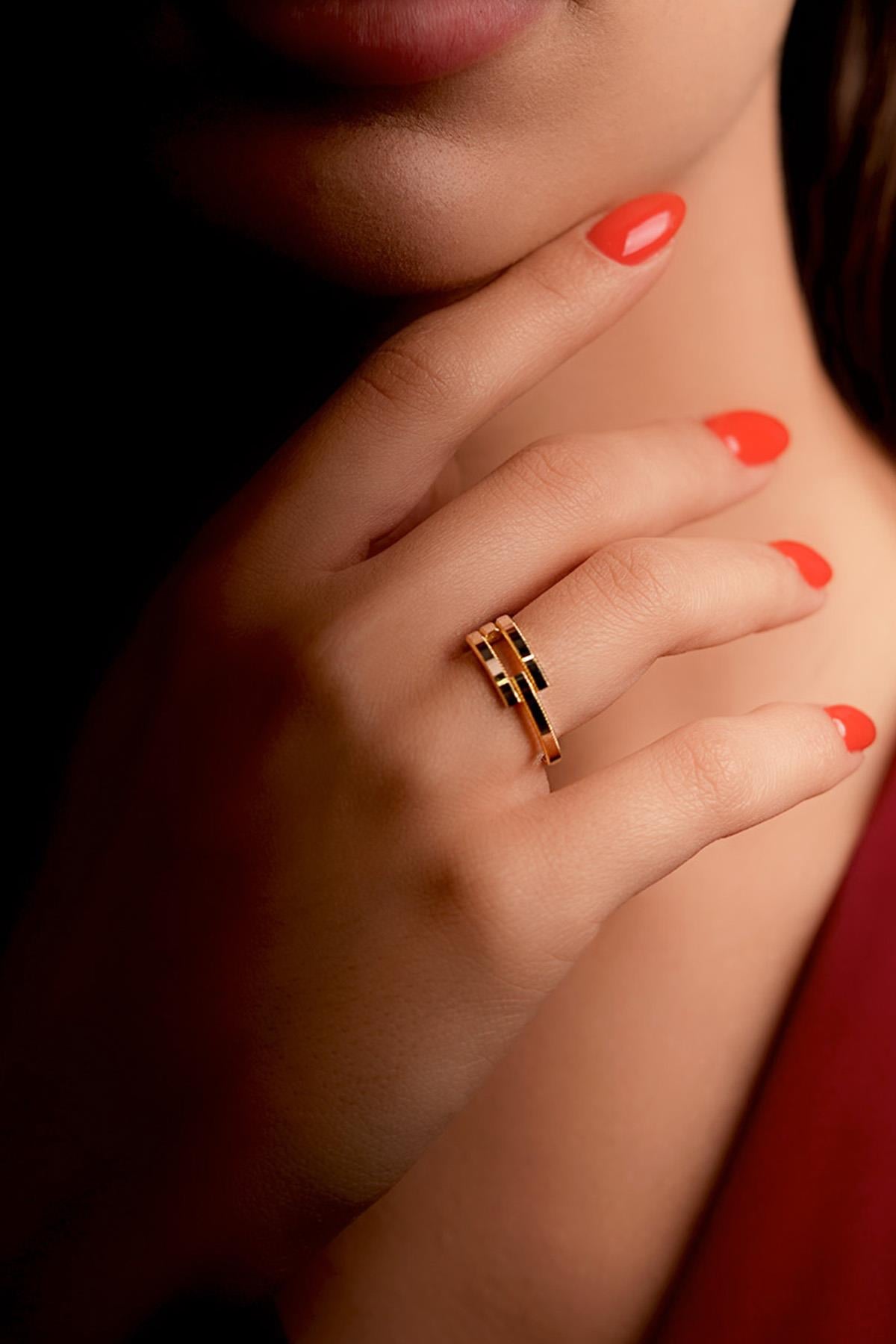 14ct Gold Gleaming Double Rip Ring