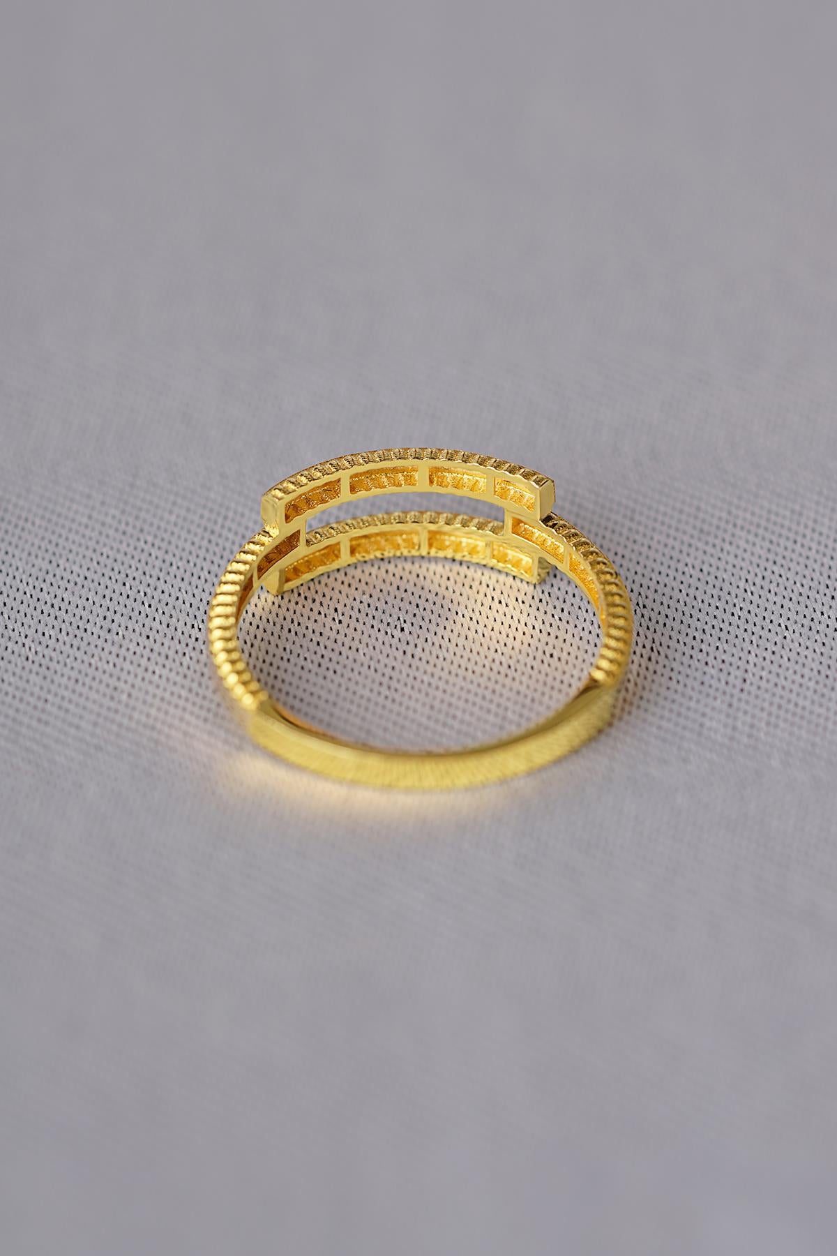 14ct Gold Gleaming Double Rip Ring