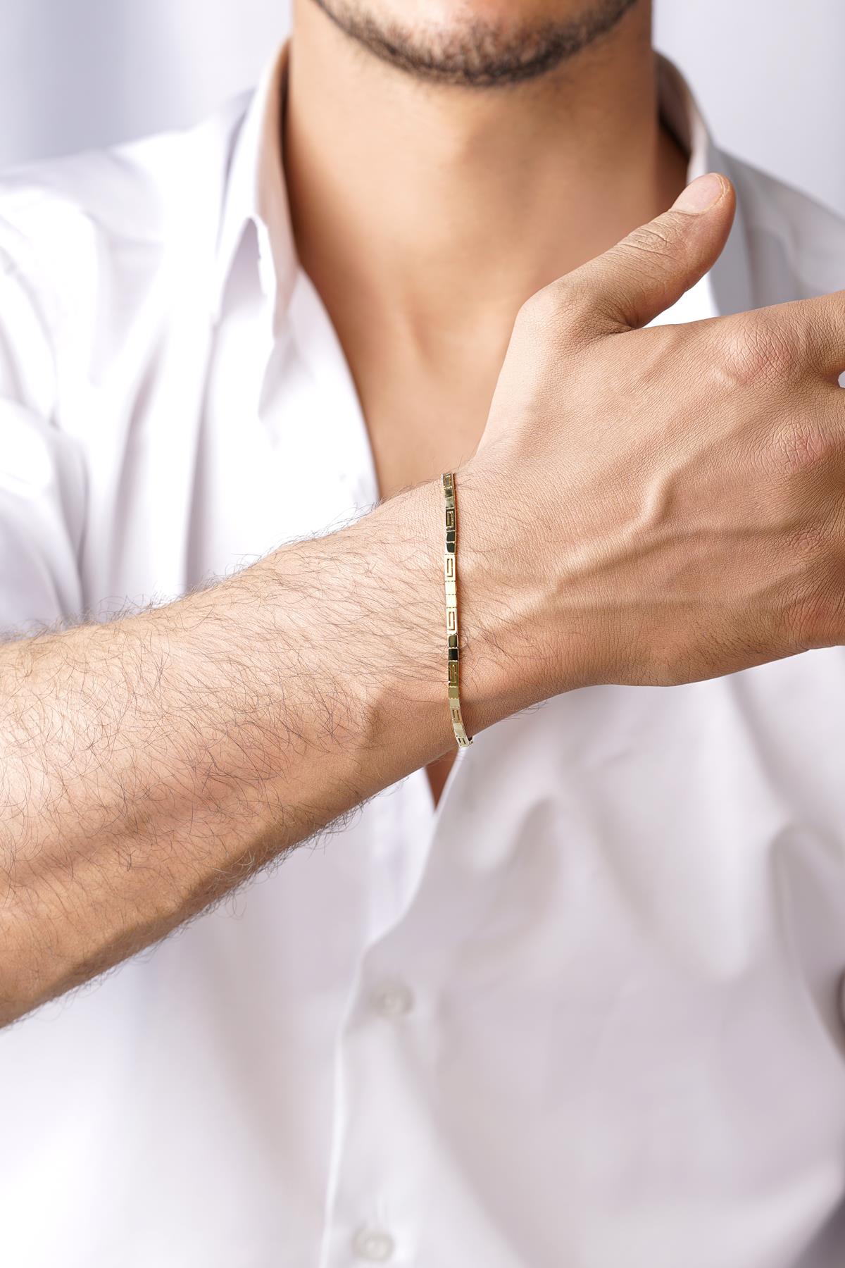 14ct Gold Greek Patterned Bracelet