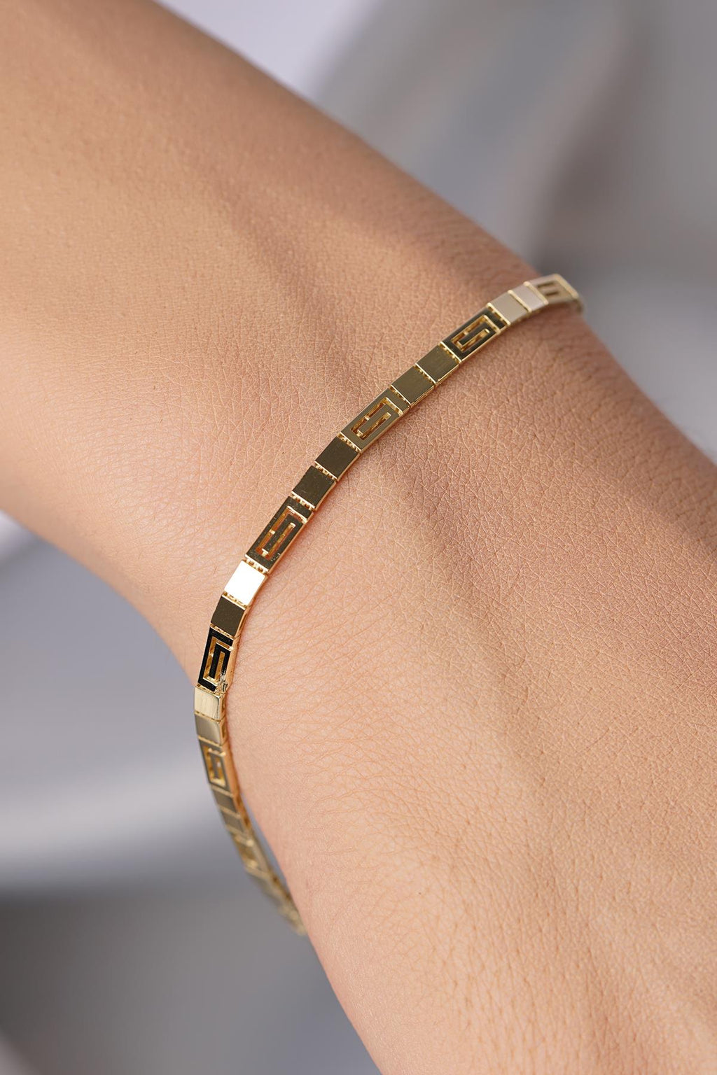 14ct Gold Greek Patterned Bracelet
