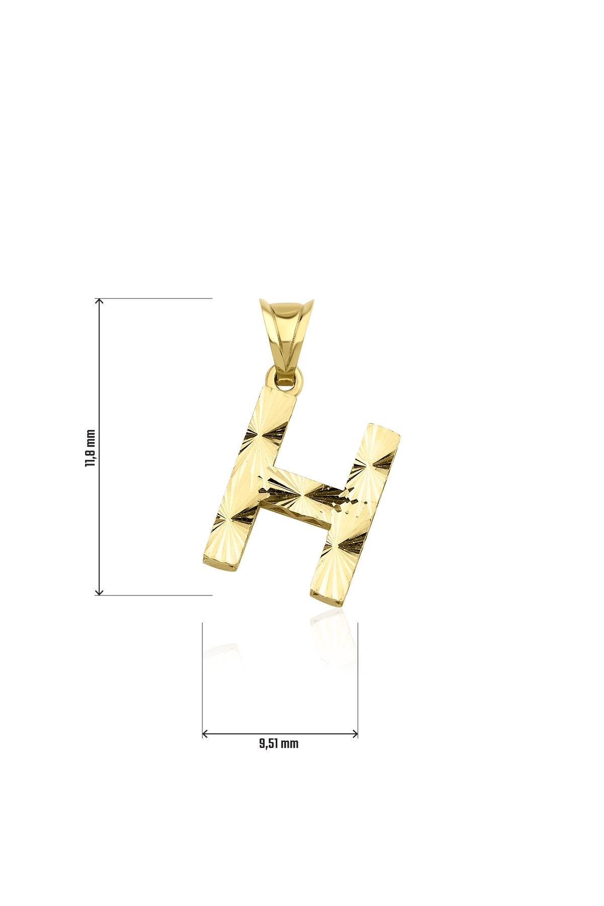 14ct Gold H Letter Mini Shine Pendant