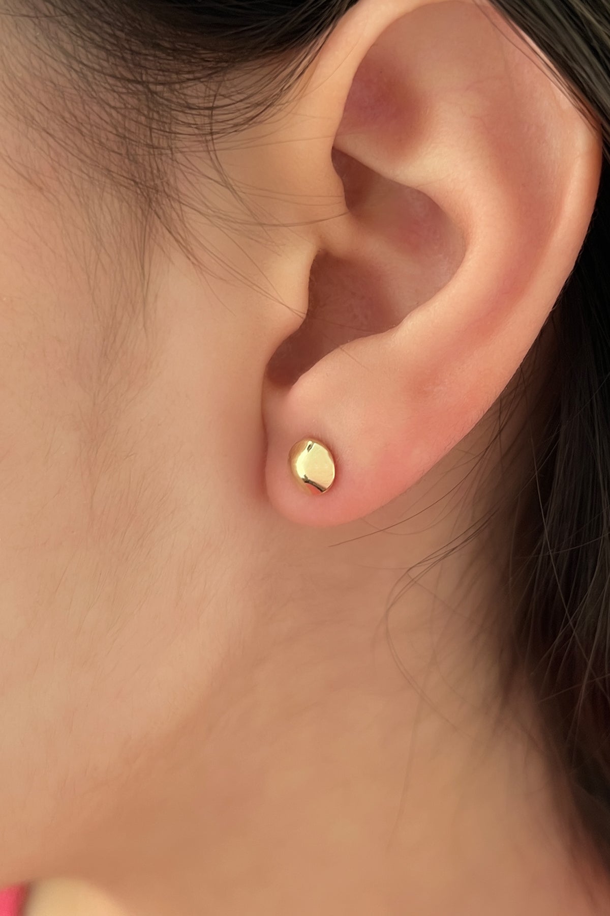 14K Gold Half Ball Stud Earrings