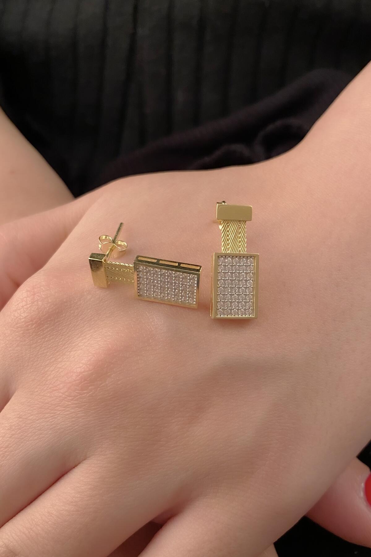 14ct Gold Hand Knitted Choker Dangle Stud Earrings