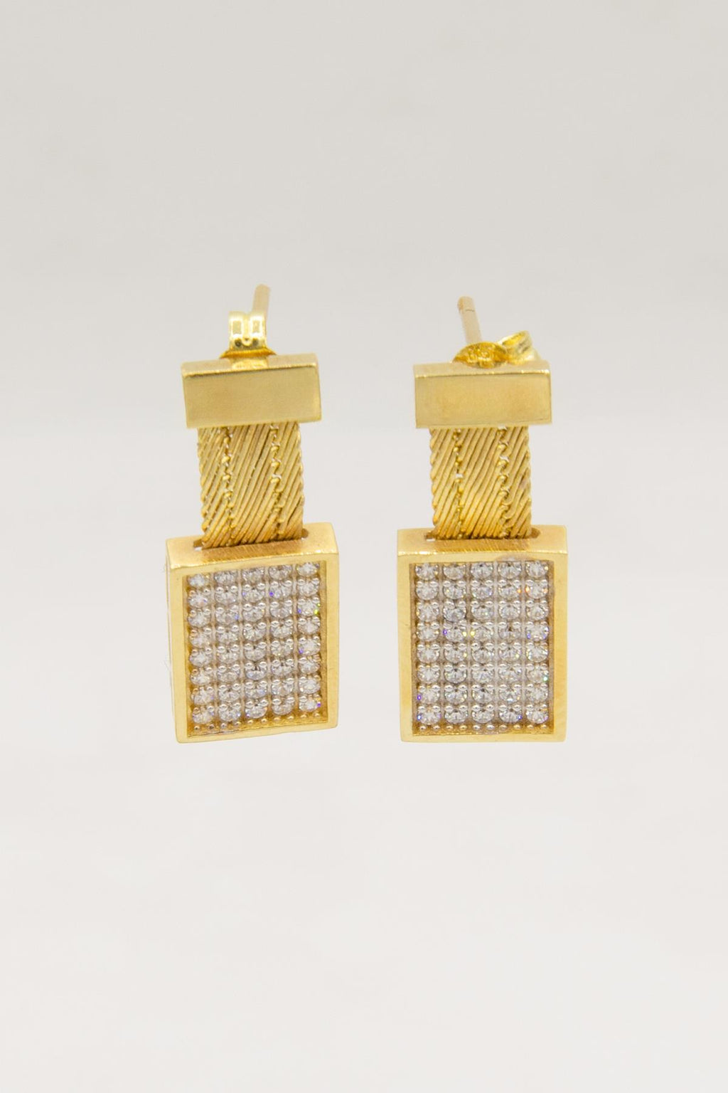 14ct Gold Hand Knitted Choker Dangle Stud Earrings