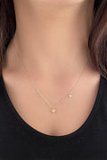 14ct Gold Heart Charm With Clear Stone Necklace