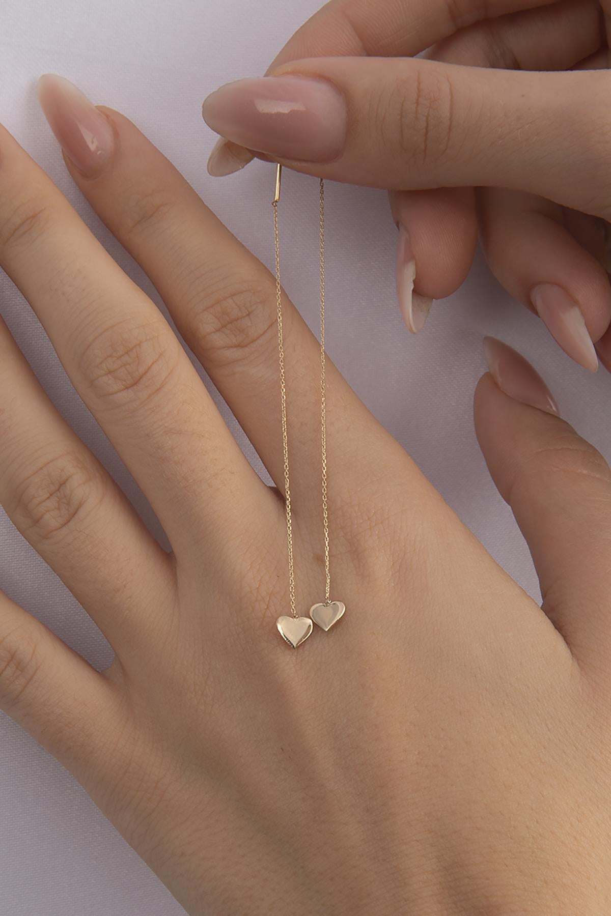 14ct Gold Heart Drop Earrings