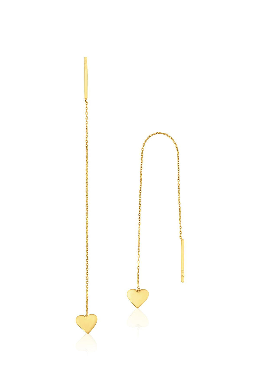 14ct Gold Heart Drop Earrings