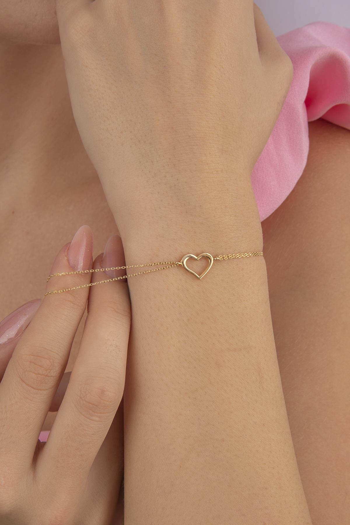 14K Gold Heart Shape Bracelet