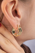 14ct Gold Hexagon Hoop Earrings